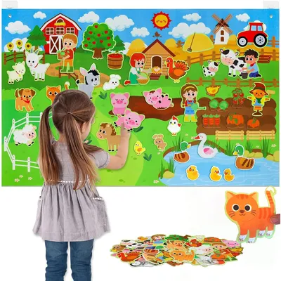Farm Animals Felt Story Board Set Storytelling Early Learning Interactive Play Kit Wall Hanging