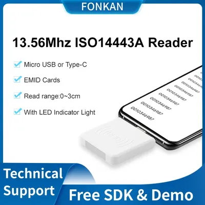 13.56mhz ISO14443A HF Tiny Size RFID OTG Android Phone USB Type-c Interface Portable Handheld IC