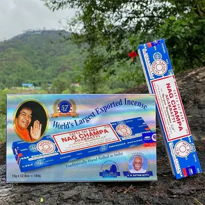 12box/6box Satya India Stick Incenses White Sage Sandalwood Palo Santo Peruvian Sacred Wood Aromatherapy Home Incense NAG Champa
