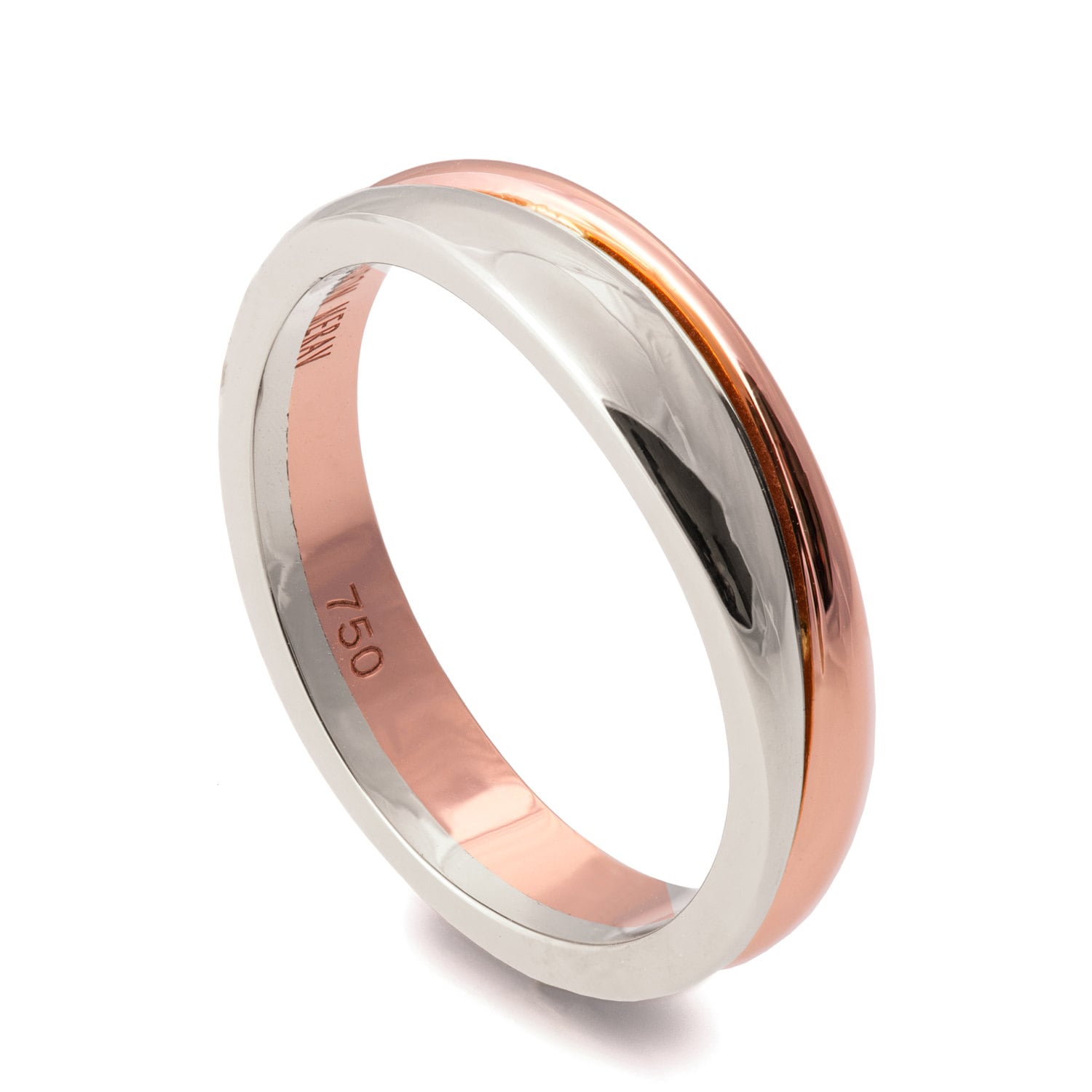 Fede nuziale bicolore, fede nuziale unica, fede nuziale, fede nuziale, anello da uomo, fede in oro rosa, fede in oro bianco, fede in oro massiccio 18K