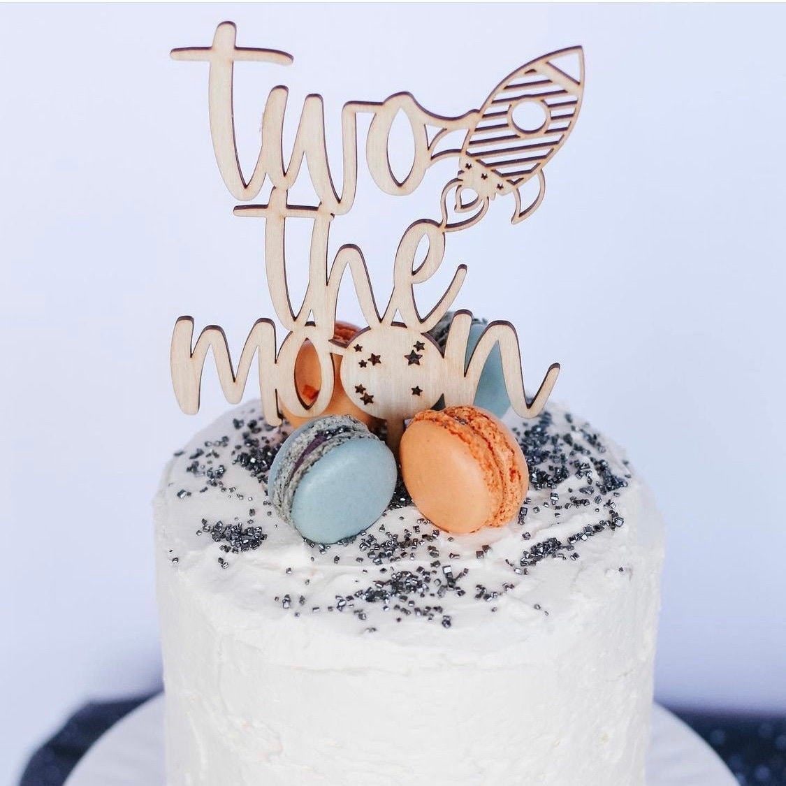 Due la luna cake topper spazio festa di compleanno 2 o compleanno cake topper astronave cake topper secondo compleanno cake topper due la luna topper