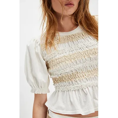 Maxey Knit Top at Free People in Ivory, Size: Medium