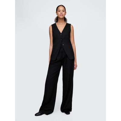 Gap Black Wide Leg Heavyweight Linen-Blend High Waisted Wide Trousers
