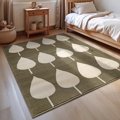 Kinderteppich HANSE HOME "Lovely Leaves", grün (grün, creme), B:160cm H:8mm L:235cm, Polypropylen, Teppiche, Spielteppich, fest, Kinderzimmer, Kurzflor, Spielunterlage Image