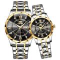 OPK 6023 – Montre couple luxe à quartz avec échelle romaine, strass, double calendrier, étanche, design original