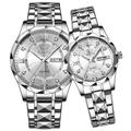 OPK 6023 – Montre couple luxe à quartz avec échelle romaine, strass, double calendrier, étanche, design original