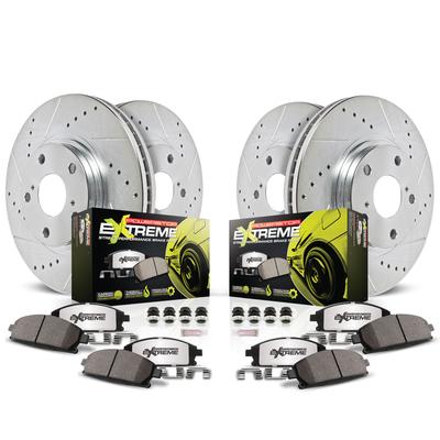 Powerstop Brake Disc & Pad Kit Z26 Street Warrior Carbon-Fiber Ceramic Series, Front Rear, K7029-26