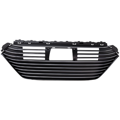 Replacement Grille Assembly Plastic Chrome Shell with Painted Black Insert Grille, Center, 1-year unlimited-mileage warranty RH07010045