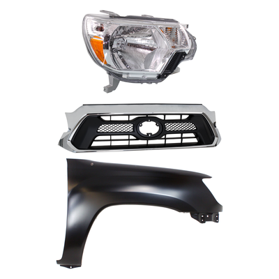 Replacement Grille Assembly Plastic Chrome Shell with Painted Black Insert Grille, 1-year unlimited-mileage warranty KIT-031323-23701