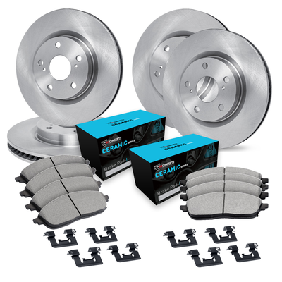 R1 Concepts Brake Disc & Pad Kit eLINE Silver Rotors with Ceramic Pads Series, Front Rear, 1 Year Limited Warranty WFWH2-27078