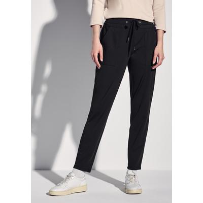 Stoffhose STREET ONE, Damen, Gr. 46, Länge 30, schwarz, Stoff, 82% Polyester, 18% Elasthan, unifarben, casual, gerade knöchelfrei, Hosen, Middle Waist Image