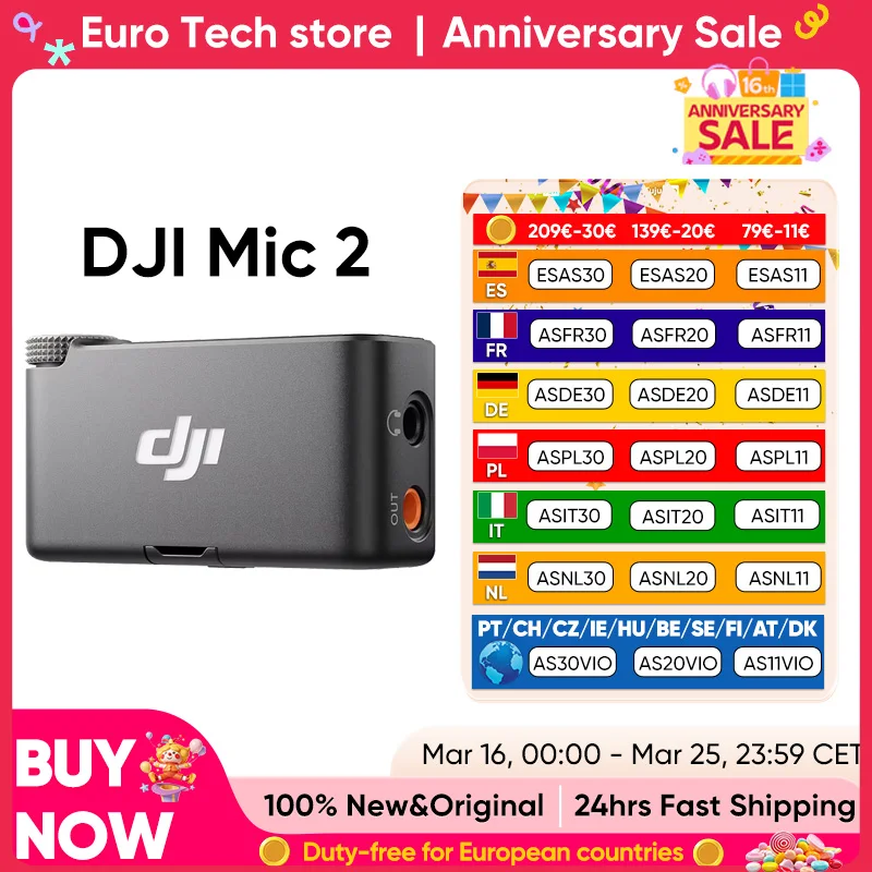 Dji Mic 2 Wireless Laval ier Mikrofon Rausch unterdrückung 32bit 48kHz schwimmende interne Aufzeichnung 250m Reichweite 18h Batterie mit Lade koffer Image