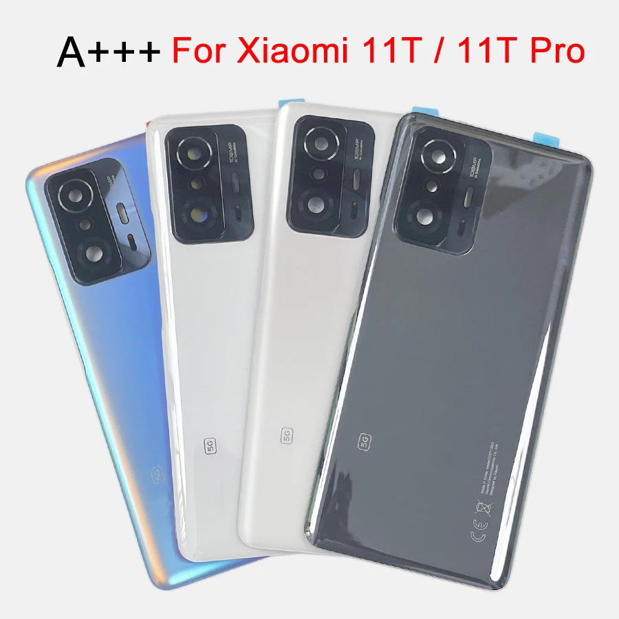 A+++ 11T Pro For Xiaomi 11T Pro Back Battery Glass Door For Mi 11t 5G Back Cover Replacement Rear Housing Cover With Lens
