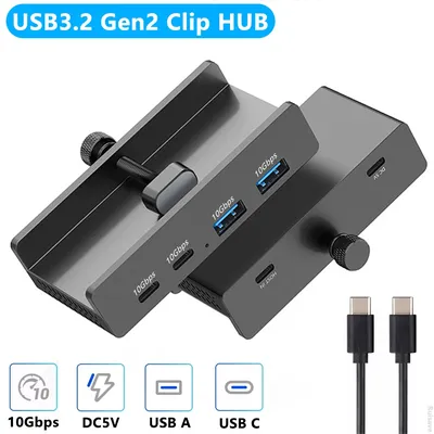10Gbps HUB Clamp Clip USB 3.2 3.0 2.0 Splitter Adapter External Multi Dock station For iMac MacbookPro Desktop PC Accessories