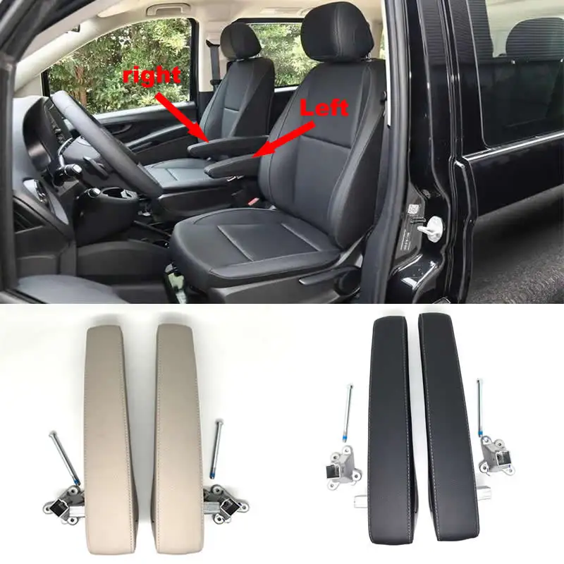 Schwarz Beige Vordersitz-Faltarmlehne mit verstellbarer Halterung für Mercedes-Benz V-Klasse Vito Metris W447 W448 V260 2014–2022, 1 Stück Image