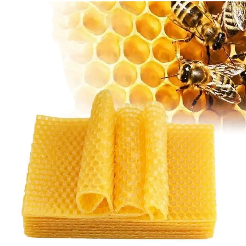 10 Stück Bienenwachs Blätter Kerze machen Handwerk DIY Kits Honig Kerzen Hersteller volle Bienen Wachs Waben Imkerei Fundament Blätter Image