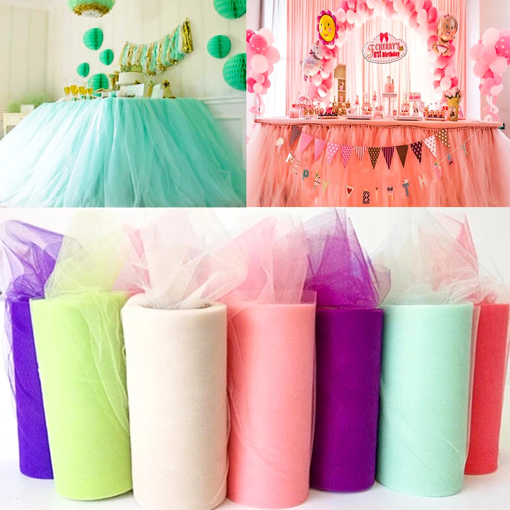 25 Yards Tüll rolle Gaze Mesh Bankett Tischdecke einfach zu verwenden Premium-Material breite Anwendung Hochzeit Geburtstags feier Ornament Image