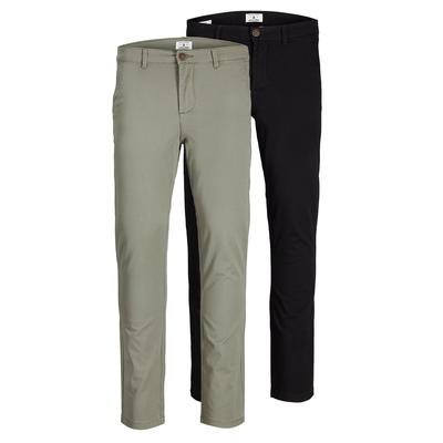 JACK&JONES Men's Multi-Pack Pants, Marco Paspel Pockets Low Rise Chinos, 2 Pack