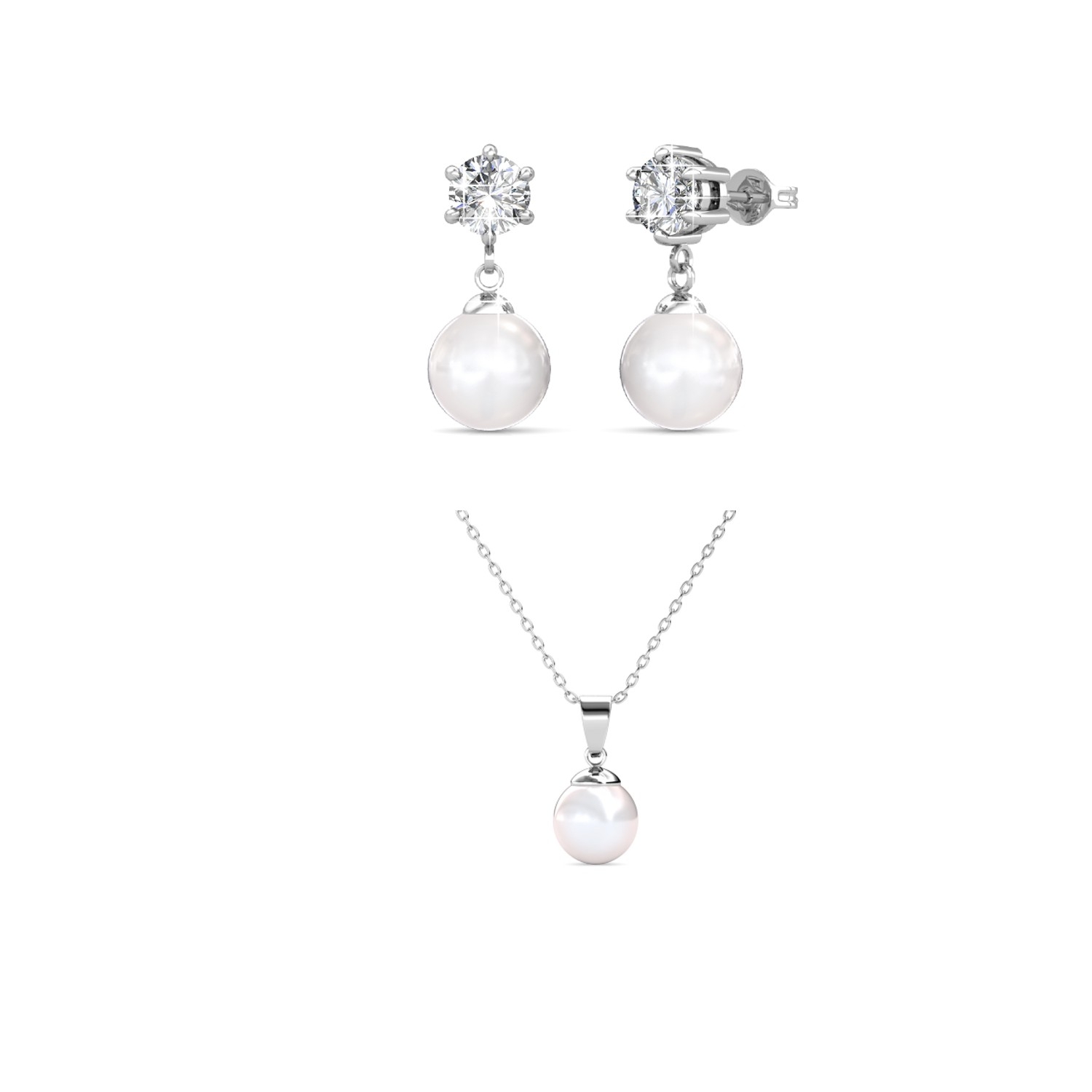 Pauline Vollmond-Perlensets - Silber und Kristall