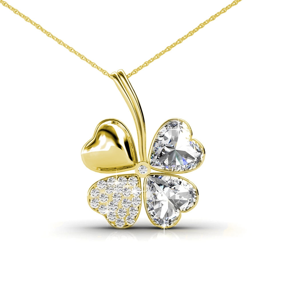 Vierblättrige Anhänger - Gold und Kristall