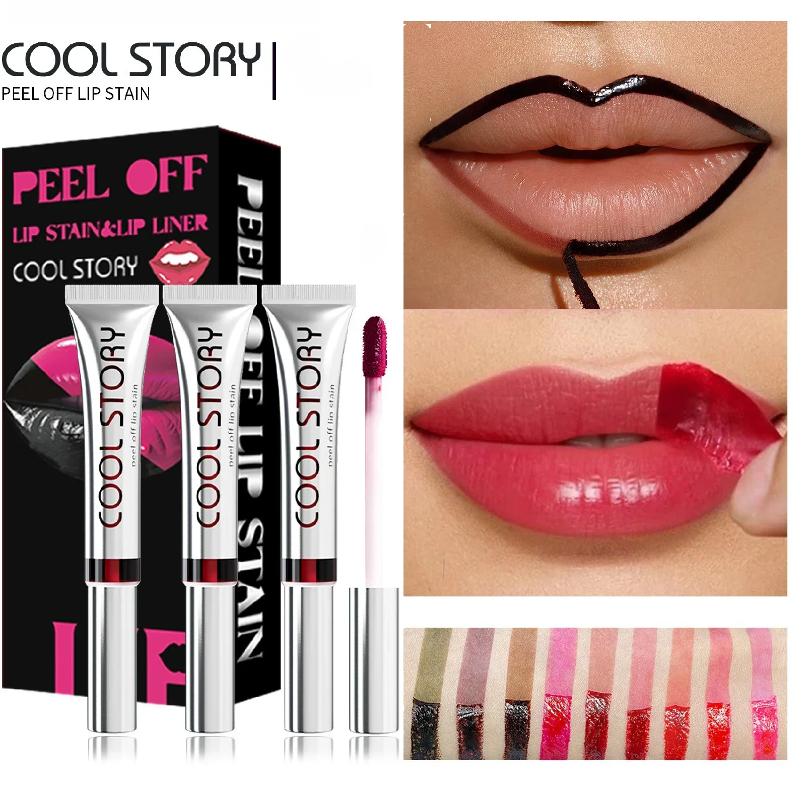 1/3 Stück Peel Off Flüssiger Lippenstift Rose Rosa LipGloss Matte Umriss Kontur Tattoo Lippenfleck Sexy Make-up Tear Pull LipLiner Kosmetik