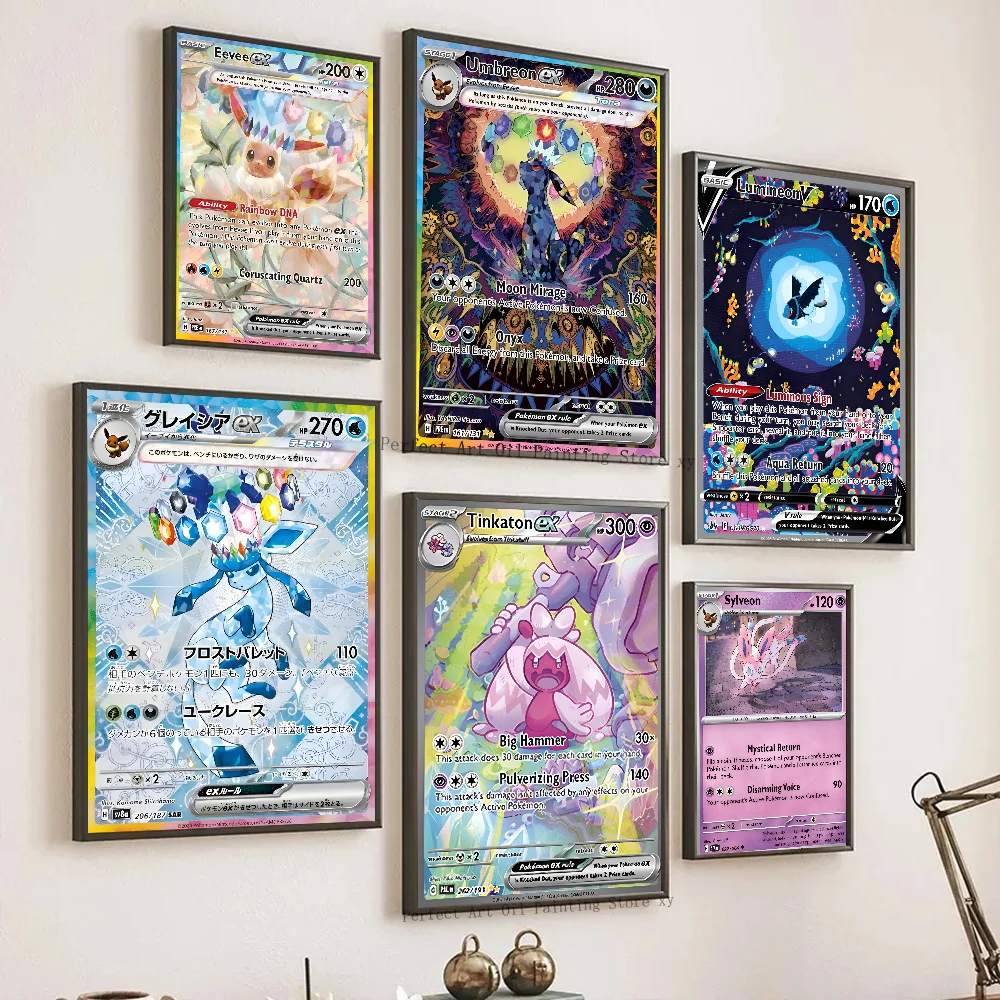 1PC Japanische Anime Seltene Sylveon Cartoon Karte Poster Papier Drucken Hause Wohnzimmer Schlafzimmer Eingang Bar Restaurant Cafe Kunst Image