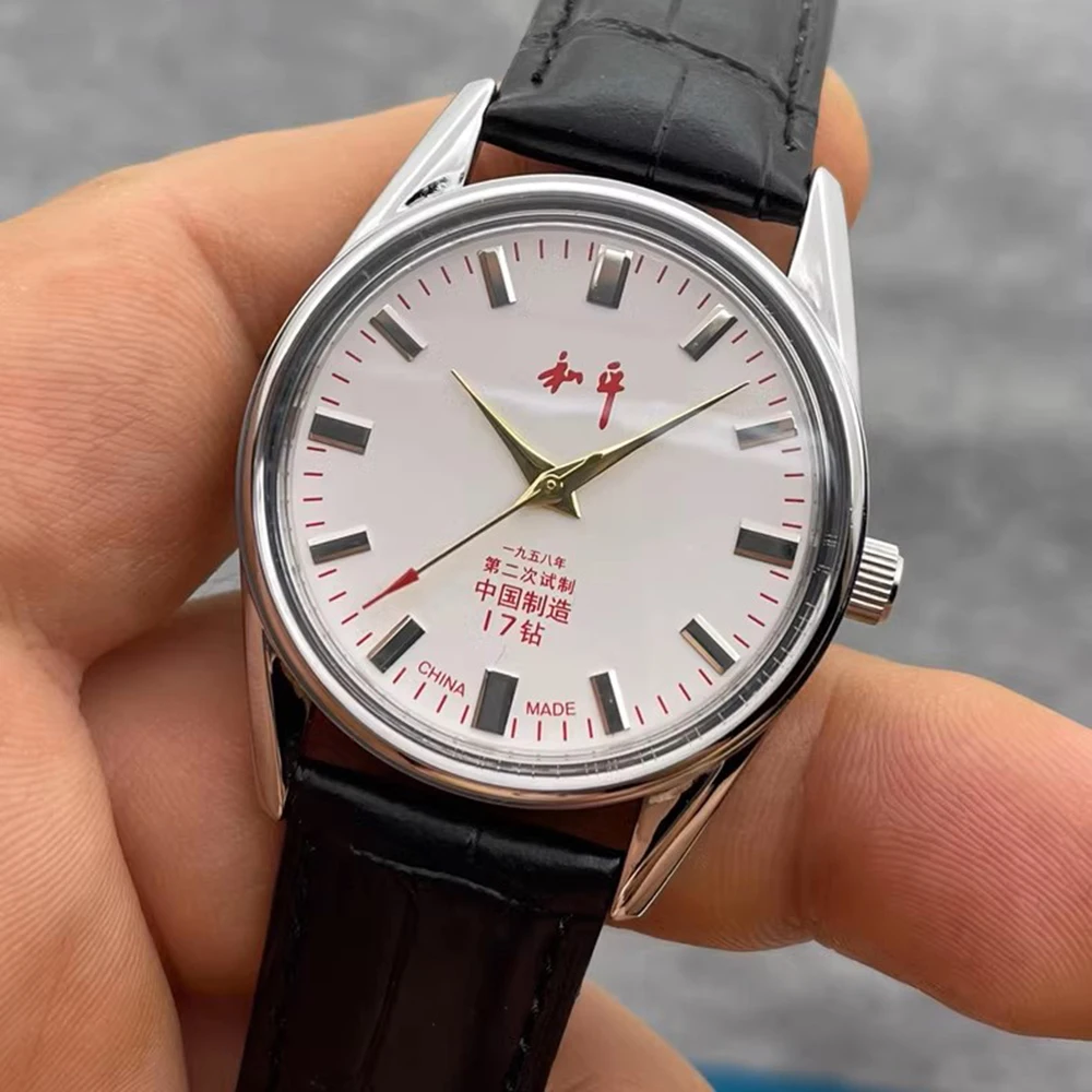 Antike Shanghai Uhren Herren Vintage Friedensuhr 38 mm Retro mechanische Armbanduhren 8120 Handaufzugswerk Hommage Uhren 1963