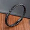 Bracciale semplice in acciaio inossidabile PVD placcato nero in vera pelle per accessori uomo