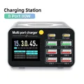 Caricatore da 80 W/120 W a 8 porte Display digitale USB da tavolo tipo C con caricatore Wirelss PD QC3.0 Caricatore rapido per telefono tablet portatile