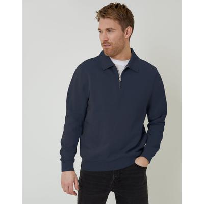 Threadbare Men's Navy Quarter Zip Collared Sweatshirt