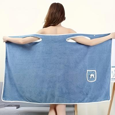 TEMU 1pc Modern Coral Fleece Wearable Bath Towel, 300gsm Quick-dry Knit Fabric, Thickened Water Absorption Bath Skirt For Adults, Spa Sauna Wrap For Women, 100% Polyester, Wash Cloths