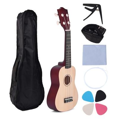 TEMU 21-inch Premium Basswood Ukulele - Beginner-friendly, Four-string Hawaiian Guitar Style, Black With Maple Fingerboard & Gig Bag - Ideal For Adults & Teens