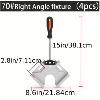 TEMU 4-piece Right Angle Clamp Set For Woodworking - Adjustable Height, Non-slip Handles, Detachable Surface, Compatible With Drills And Image