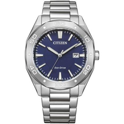 Solaruhr CITIZEN, silberfarben, blau, Armbanduhren, Herren, Armbanduhr, Herrenuhr, Edelstahlarmband, analog, Datum, Eco-Drive Image