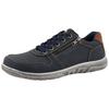 Sneaker ROMIKA, Herren, Gr. 42, blau (navy, braun), Lederimitat, kontrastfarbene Details, casual, Schuhe, Halbschuh, Freizeitschuh, Schnürschuh mit modischen Kontrastnähten