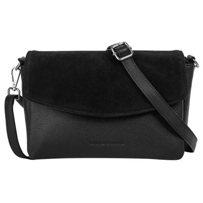 Umhängetasche BRUNO BANANI, Damen, Gr. B/H/T: 24cm x 16cm x 9cm onesize, schwarz, Leder, unifarben, leicht glänzend, Taschen, echt Leder Image