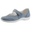 Ballerina WALDLÄUFER "HENNI", Damen, Gr. 8,5 (42,5), blau (jeansblau), Nubukleder, sportlich, Schuhe, Klettschuh, Komfortschuh mit Perforation, H-Weite