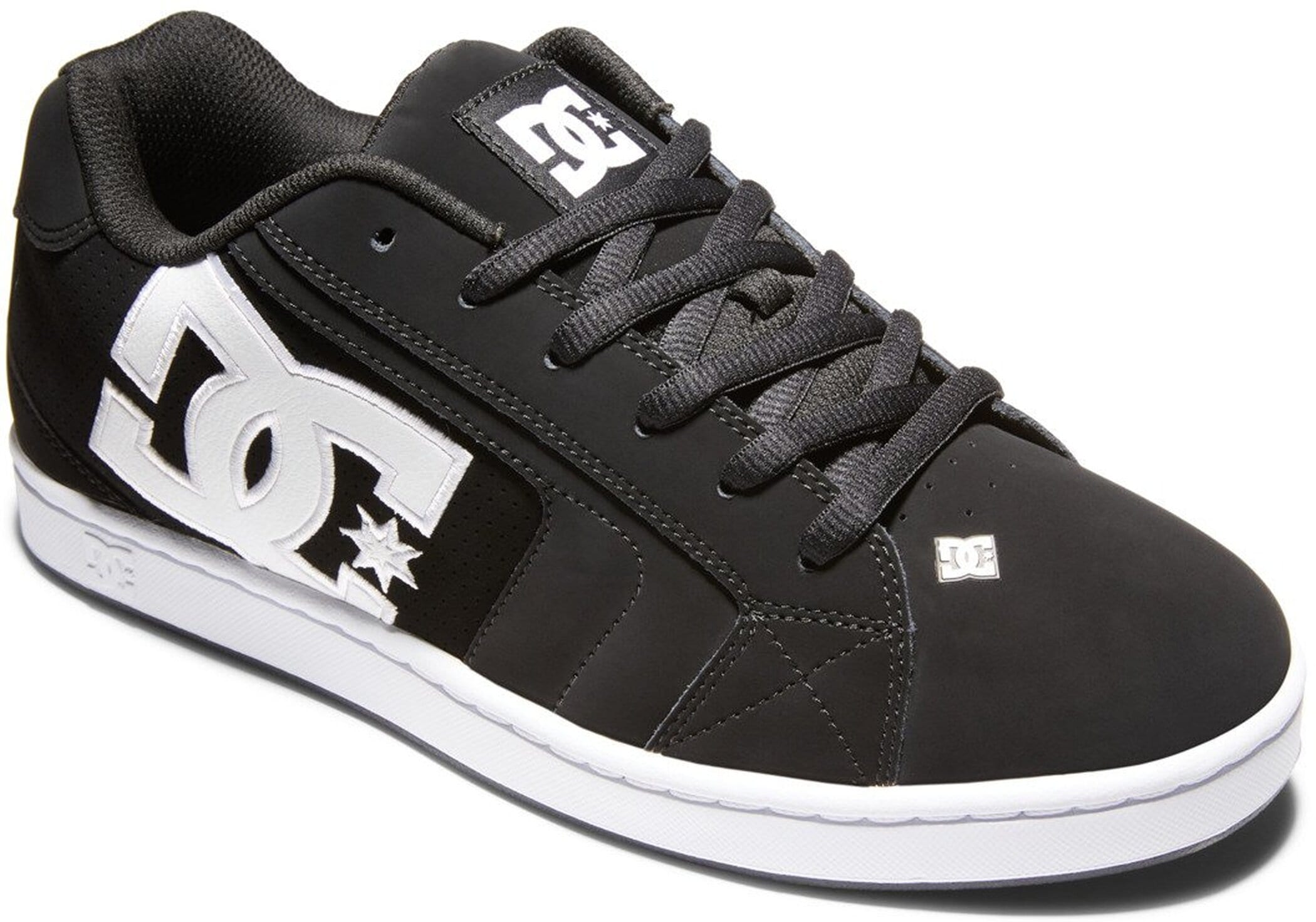 Sneaker DC SHOES "NET", Gr. 47, schwarz-weiß (schwarz, schwarz, weiß), Leder, Schuhe