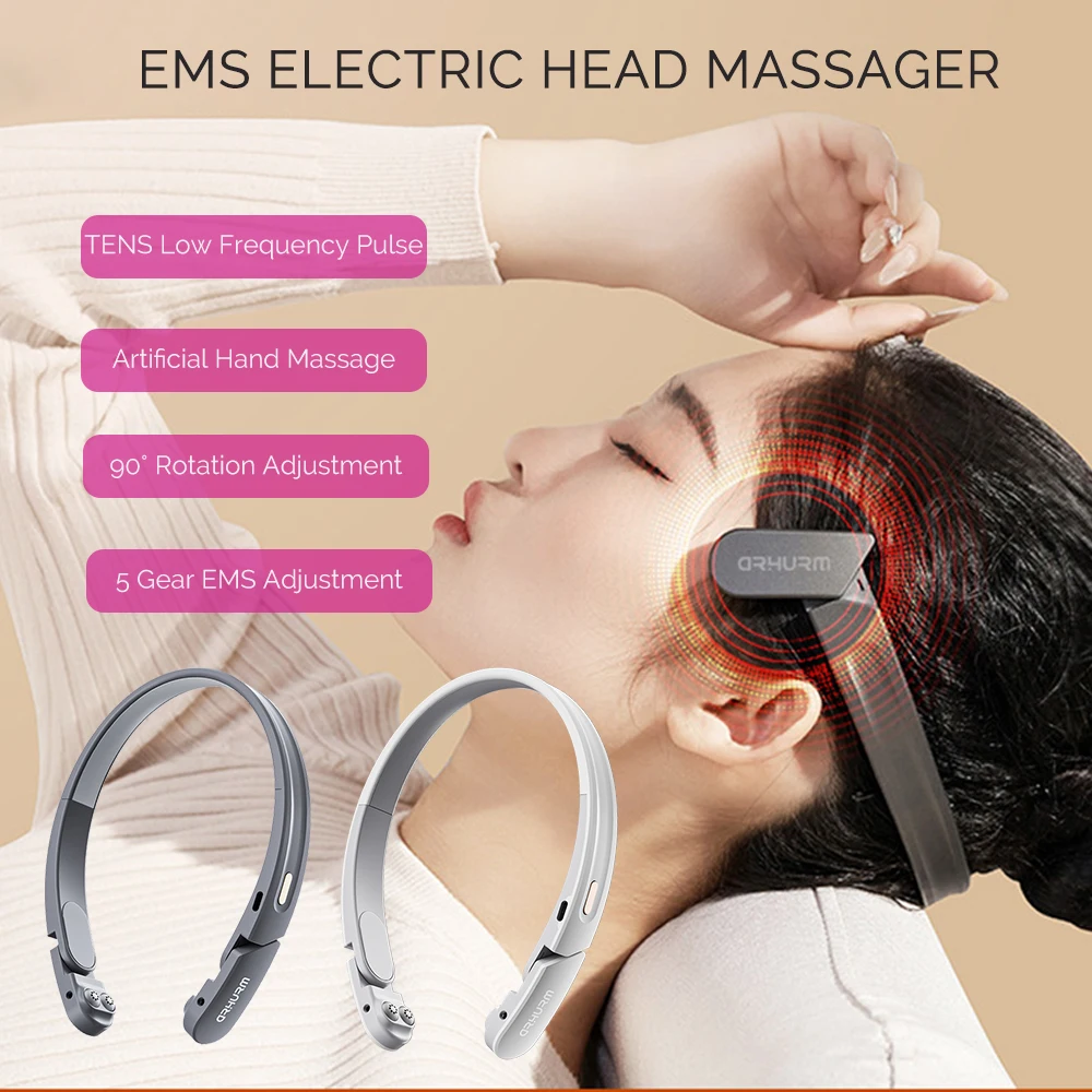 EMS Elektrisches Kopfmassagegerät, 5-Gang-Niederfrequenz-Pulsmassage, Entspannung, Stress, Schlafhilfegerät, Schlaflosigkeit, Kopf masajeador Image