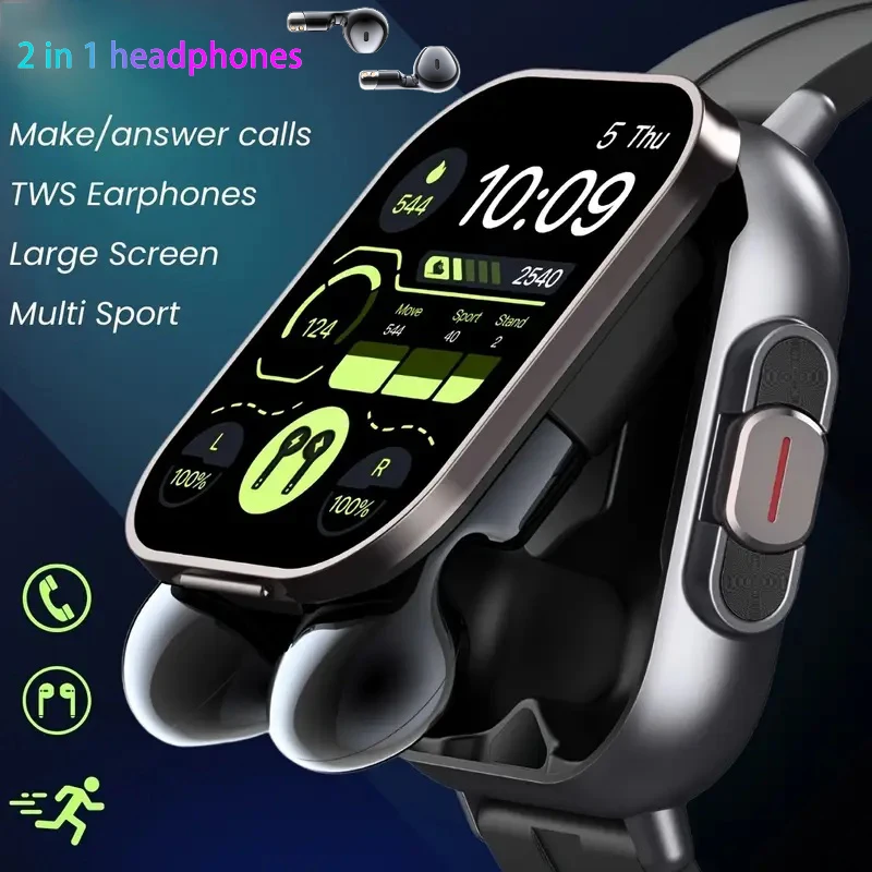 LIGE Neue TWS 2-in-1 Mit Headset Smart Uhr Bluetooth Anruf Männer Uhr GPS Track SmartWatch Herzfrequenz Monitor spielen Musik Uhren