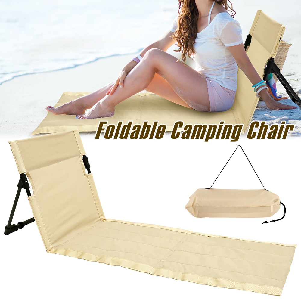 Faltbarer Campingstuhl aus Oxford-Stoff, wasserdichter Strandbodenstuhl mit Neigungsfunktion, Park-Einzelstuhl, Rückenlehnenkissen