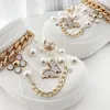 18 stücke Goldene Luxus Goldene Kette Perle Blume Schmetterling Abnehmbare Dekoration Schuhe Charms Pins Für Clogs Sandalen Bogg Tasche Geschenk