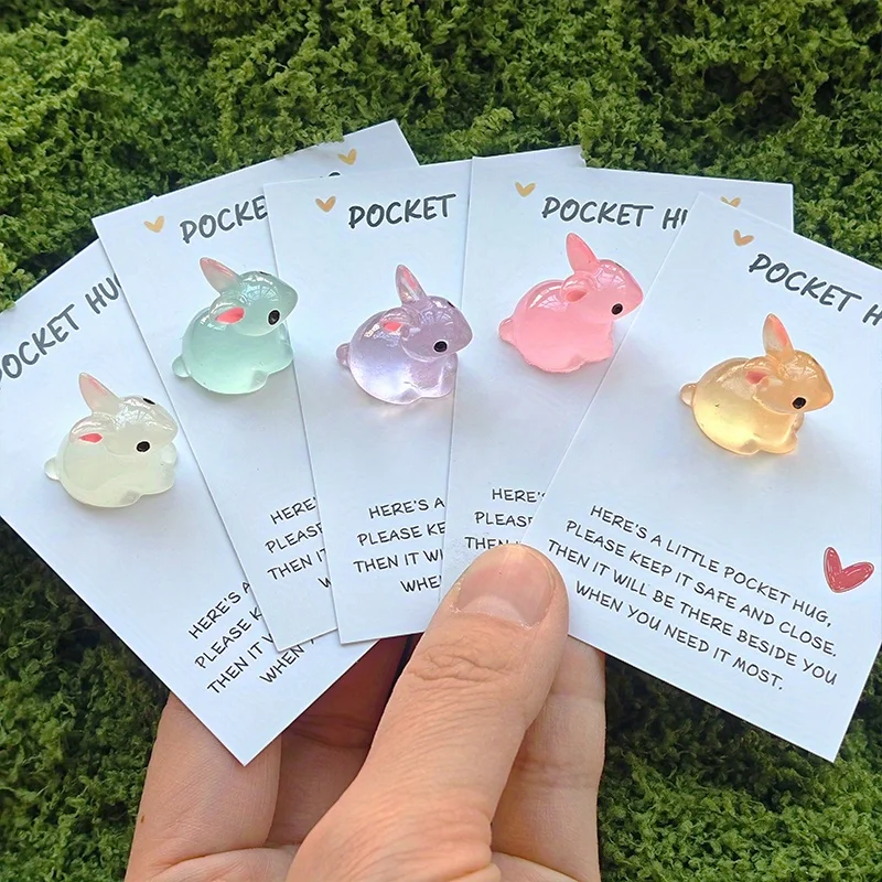 Lustige im Dunkeln leuchtende Osterhasen-Taschenumarmung mit inspirierender Karte, für Geburtstage und Ostern, Muttertag, Vatertag. Image