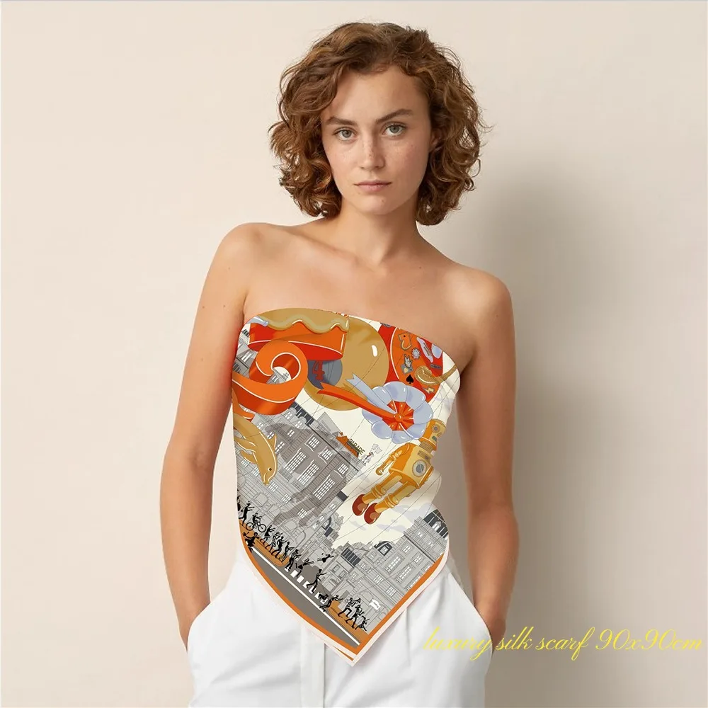 Neue Fubao Parade Ballon Damen Outdoor Sonnenschutz Schal Großer quadratischer Schal Brustwickel Seidenschal Kopftuch Schal für Frauen Image