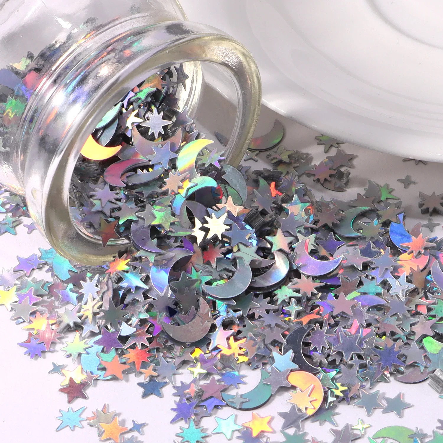 1 Beutel Eid Mubarek Ornamente Ramadan Kareem Silber Mond Stern Pailletten Tisch Konfetti Dekor für islamische muslimische Hochzeit Party Dekor Image