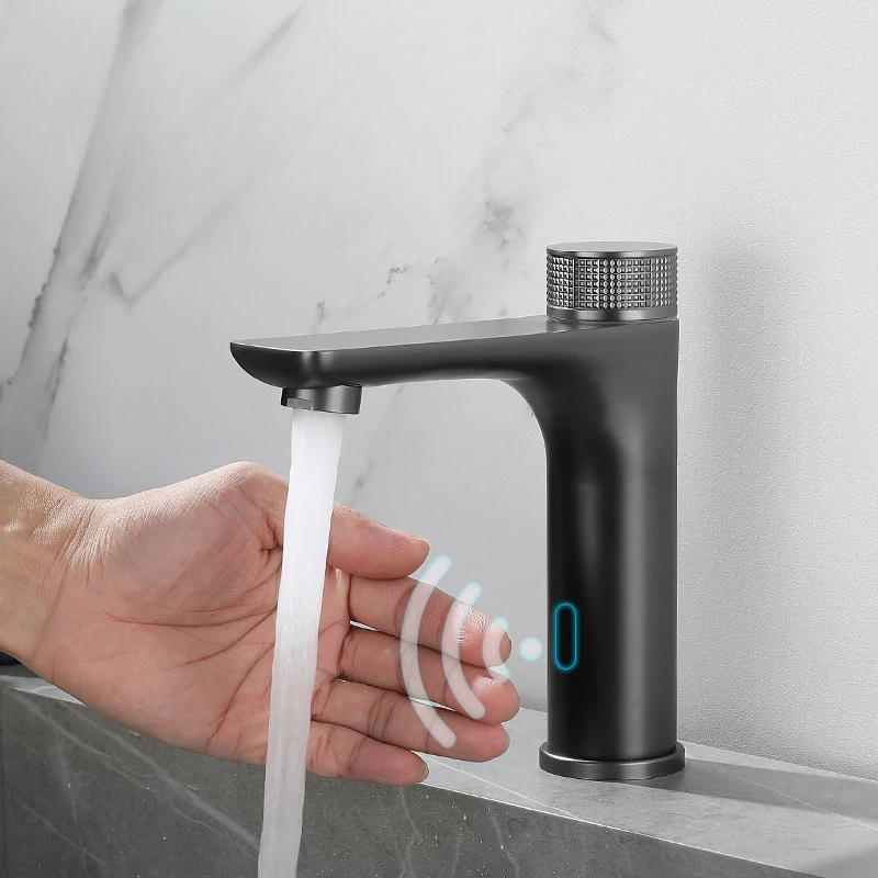 Waschbecken-Wasserhahn aus Edelstahl 304, für heißes und kaltes Wasser, mit Infrarot-Sensor für Badezimmer, Waschtisch, Waschbecken, Wasserhahn, Waschtischarmaturen