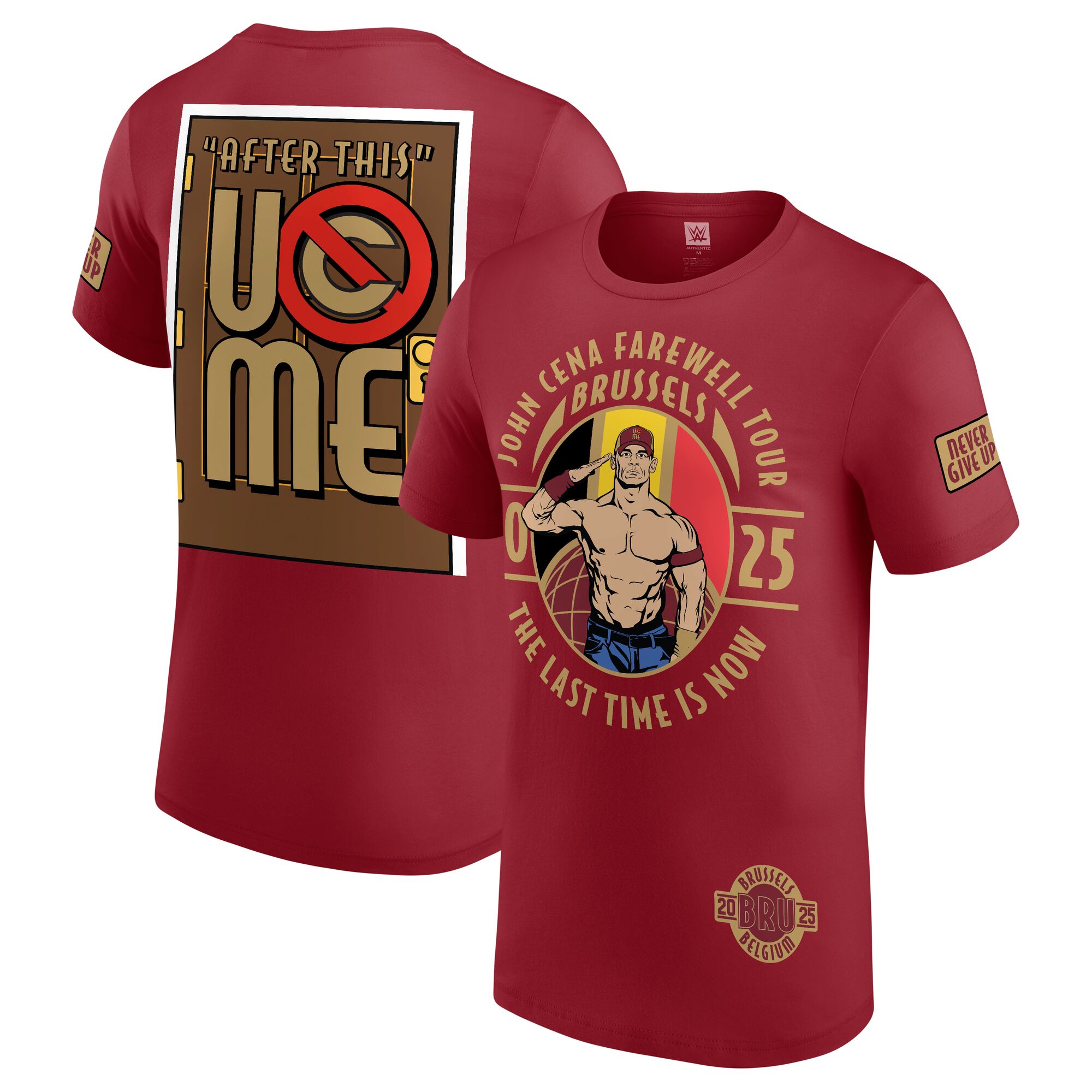 WWE John Cena Farewell 2025 Brussels T-Shirt - Rotwein - Herren Image