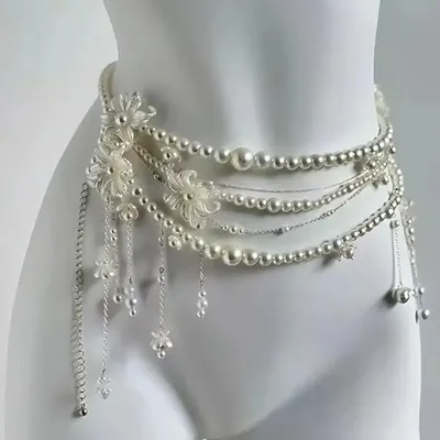 Cintura a catena in vita con perle multistrato retrò Y2K alla moda per donna - Accessori eleganti