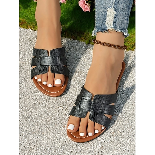 klassische Slide-Sandalen für Damen – vielseitiges und bequemes Schuhwerk für den Strand und entspannte Sommerausflüge Image
