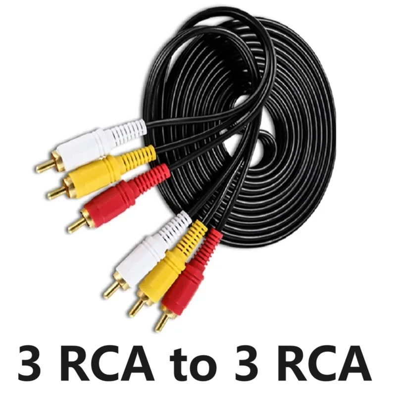 20m 10m 5m 3m 1.5m 3 RCA Maschio A 3 RCA Spina Splitter 3RCA Cavo Adattatore Audio TV DVD Adattatore Video Cavo AV 3 Cavo RCA